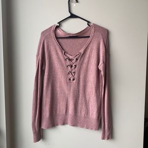 Lace-Up Eyelet Soft & Cozy Sweater Fall Back to School